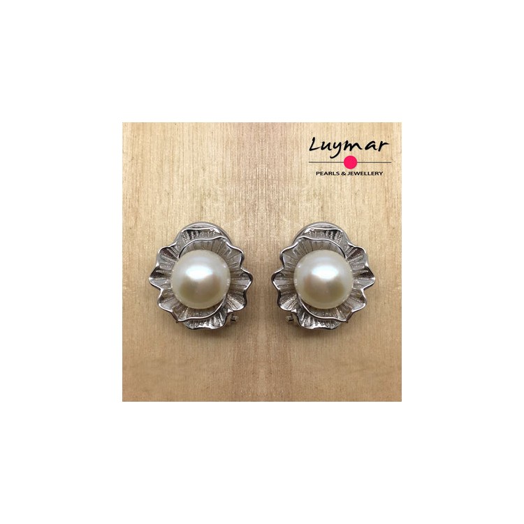 Pendientes omega en plata con perla cultivada - Luymar Perlas