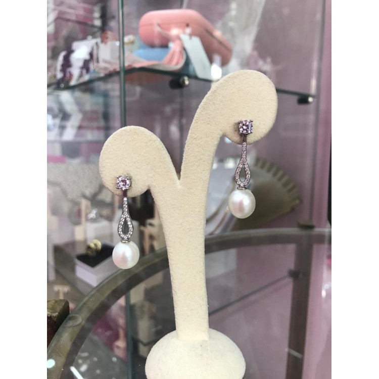 Pendientes de perla con circonitas - Luymar Pelas